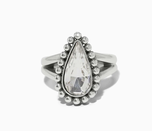 Twinkle Luxe Teardrop Ring Silver Sz 8
