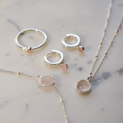 Rose Quartz Healing Stone Necklace Sterling Silver