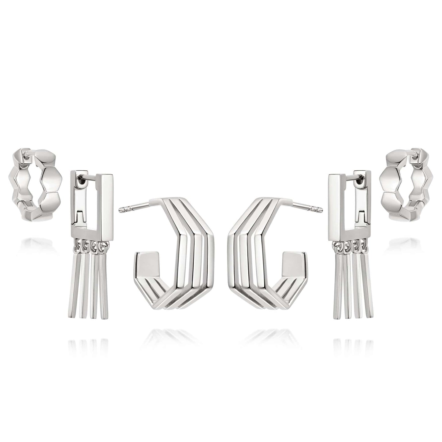 Ultimate Silver Siren Huggie Earring Stack