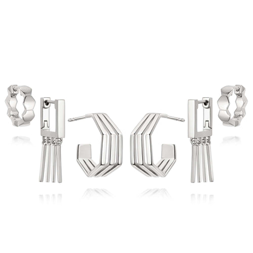 Ultimate Silver Siren Huggie Earring Stack