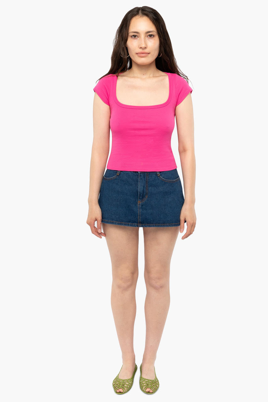 43023 - Baby Rib Square Neck Cap Sleeve Tee