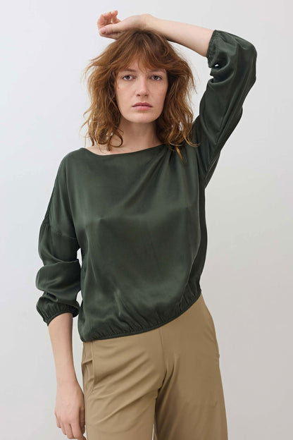 Washable Silk Cinched Hem Blouse
