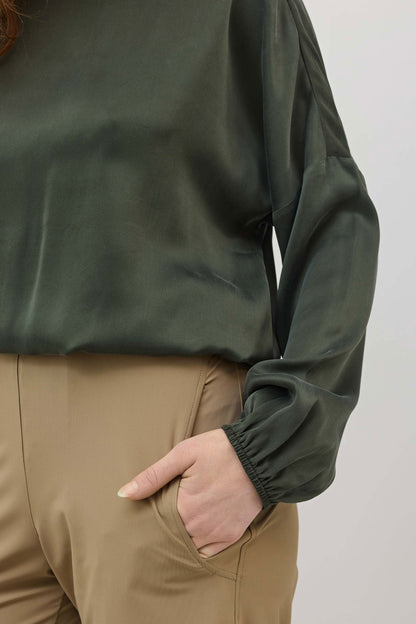 Washable Silk Cinched Hem Blouse