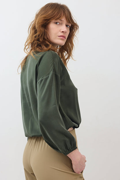 Washable Silk Cinched Hem Blouse