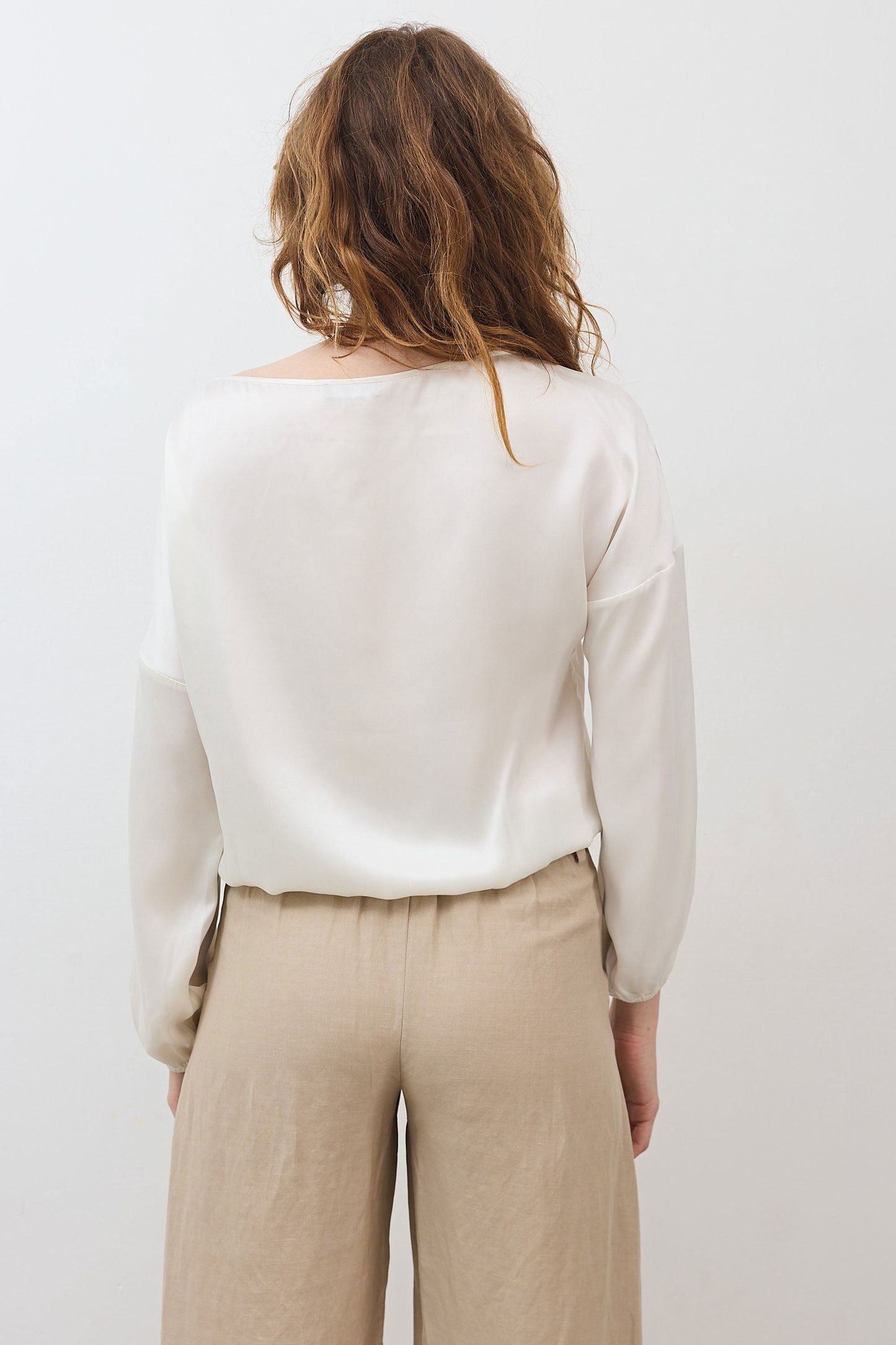 Washable Silk Cinched Hem Blouse