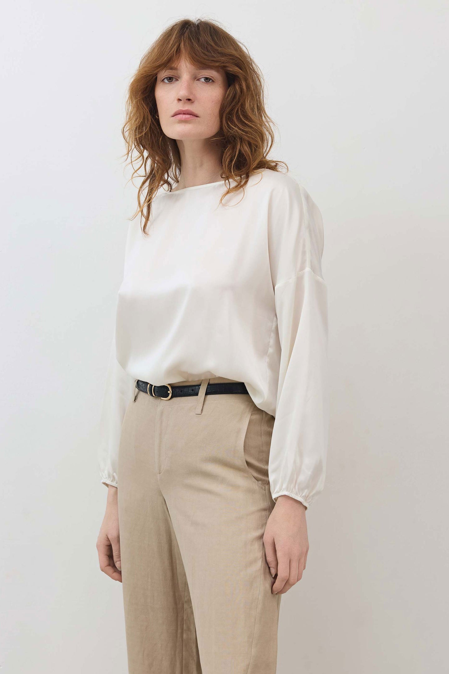 Washable Silk Cinched Hem Blouse