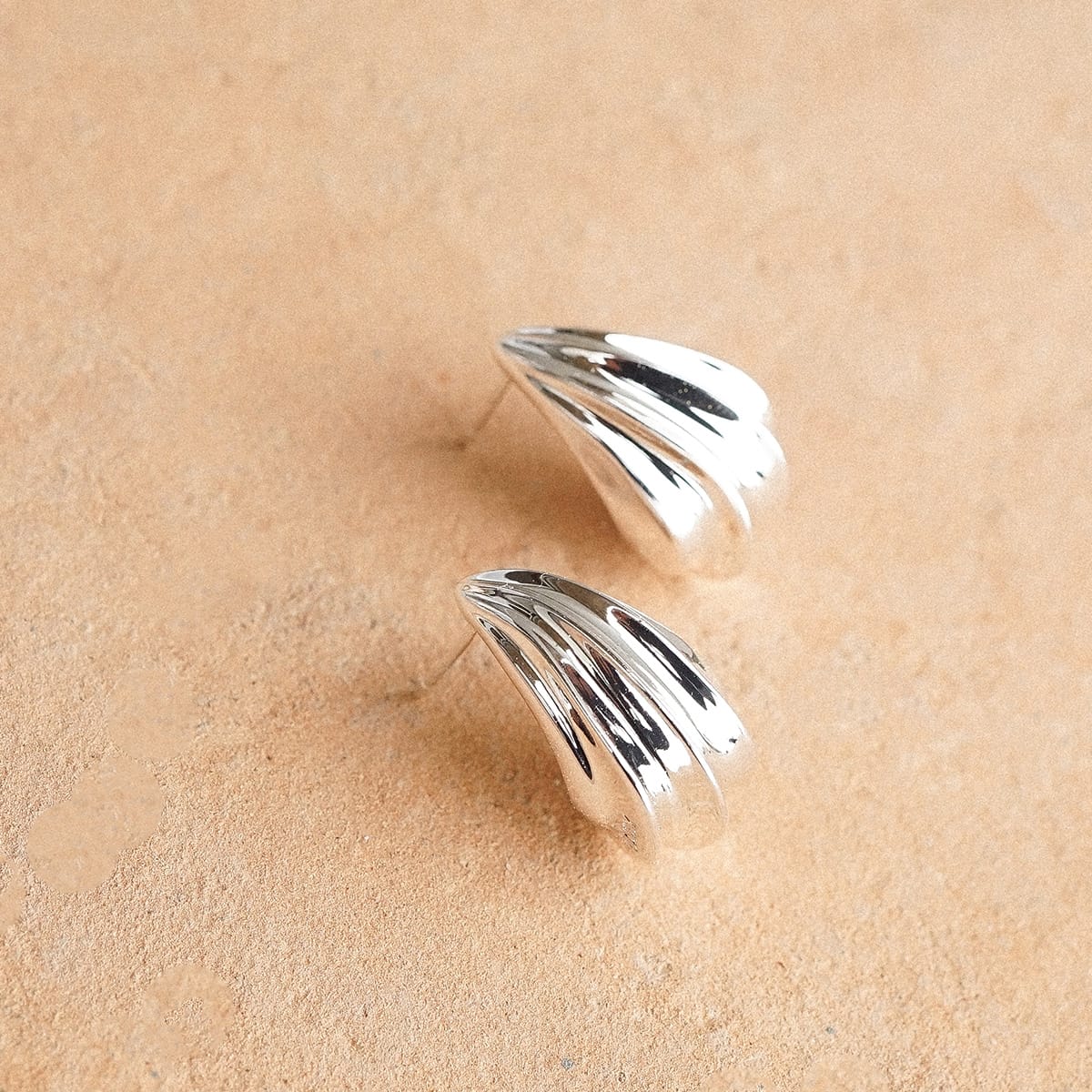 Wave Stud Earrings Silver Plate
