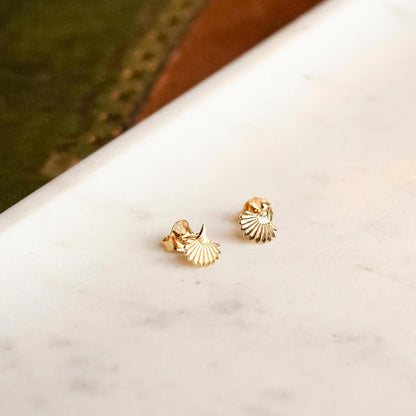 Palm Fan Stud Earrings 18ct Gold Plate