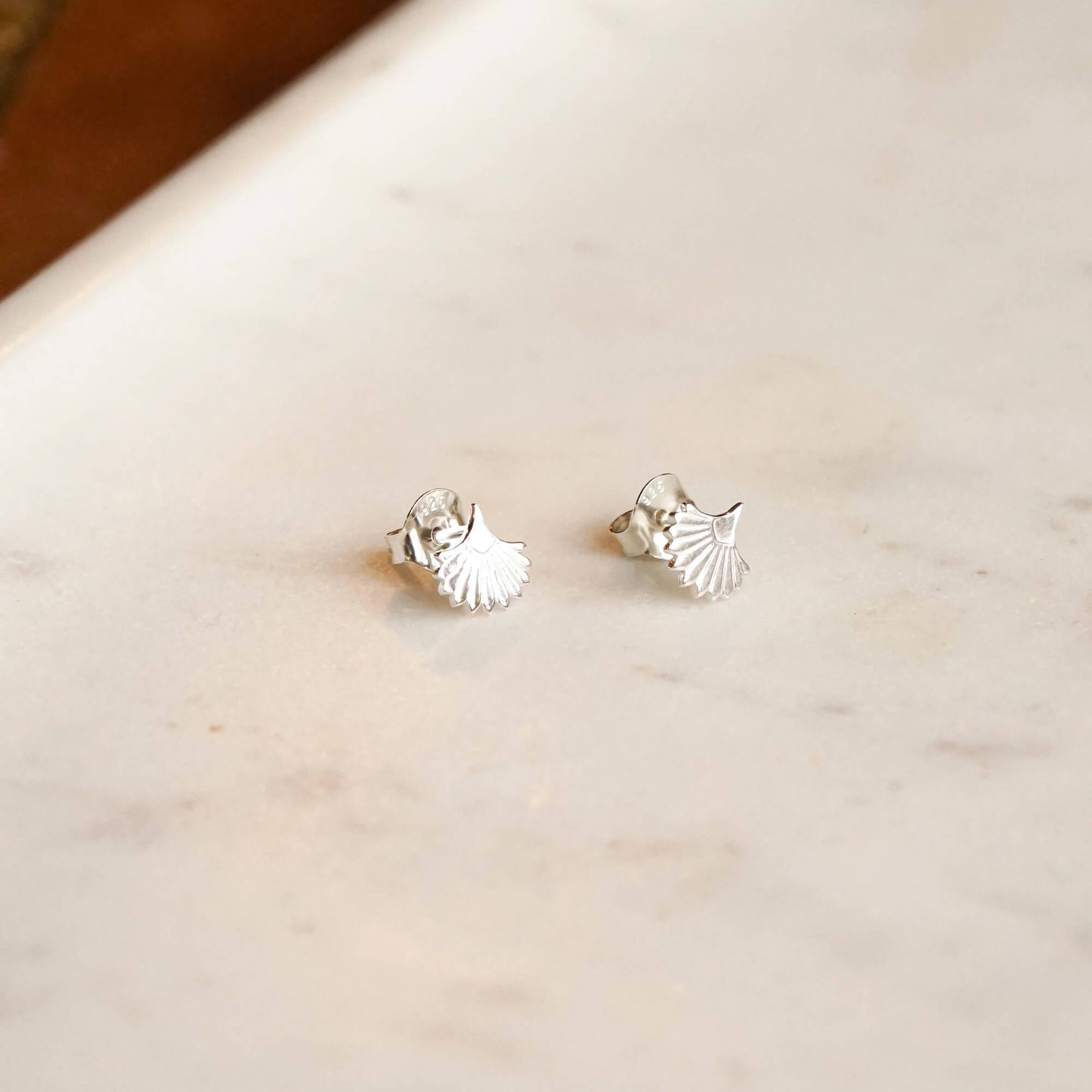 Palm Fan Stud Earrings Sterling Silver