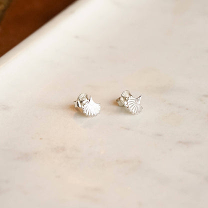 Palm Fan Stud Earrings Sterling Silver