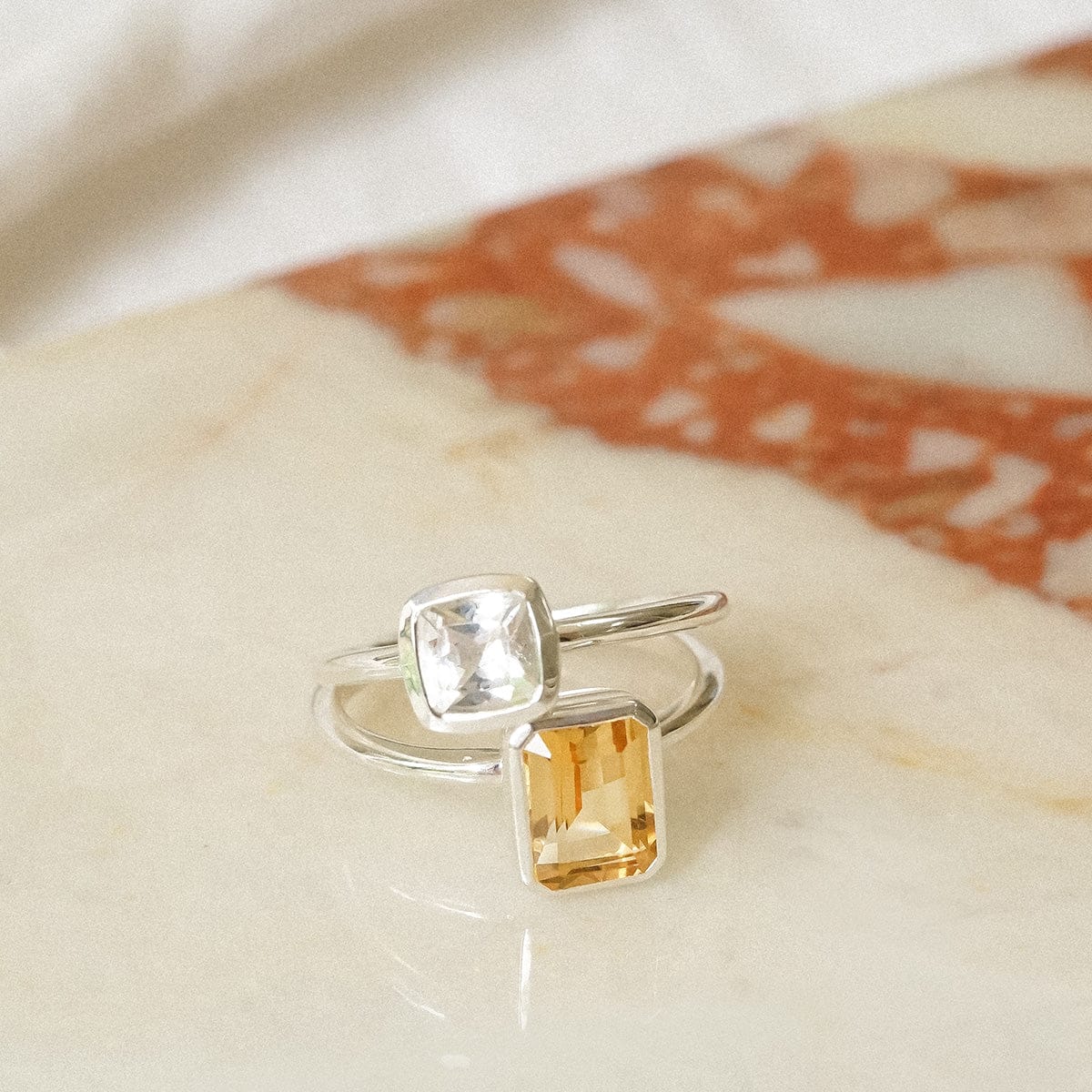 White Topaz April Birthstone Ring Sterling Silver