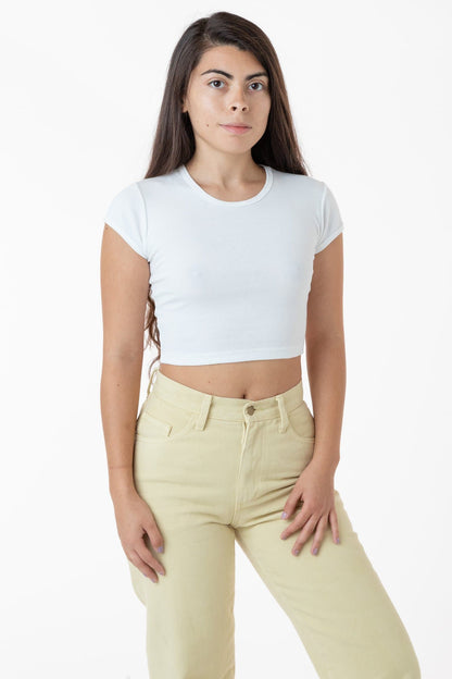 43035 - Cap Sleeve Baby Rib Crop Top
