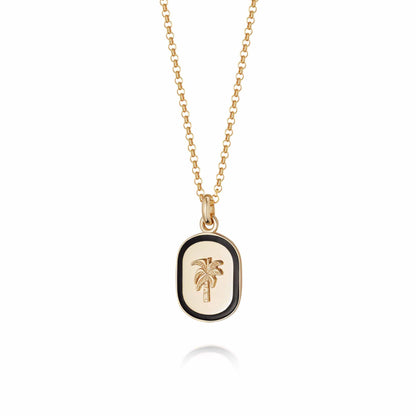 Palm Enamel Necklace 18ct Gold Plate