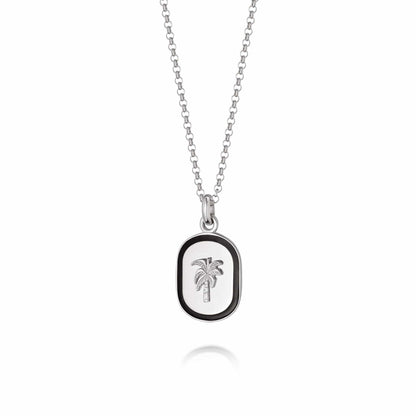 Palm Enamel Necklace Sterling Silver
