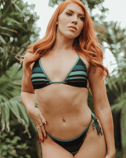 Women's Spicoli String Bikini Top - Green & Black