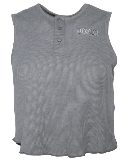 Women's Waffle Knit Crop Tank - Light Gray