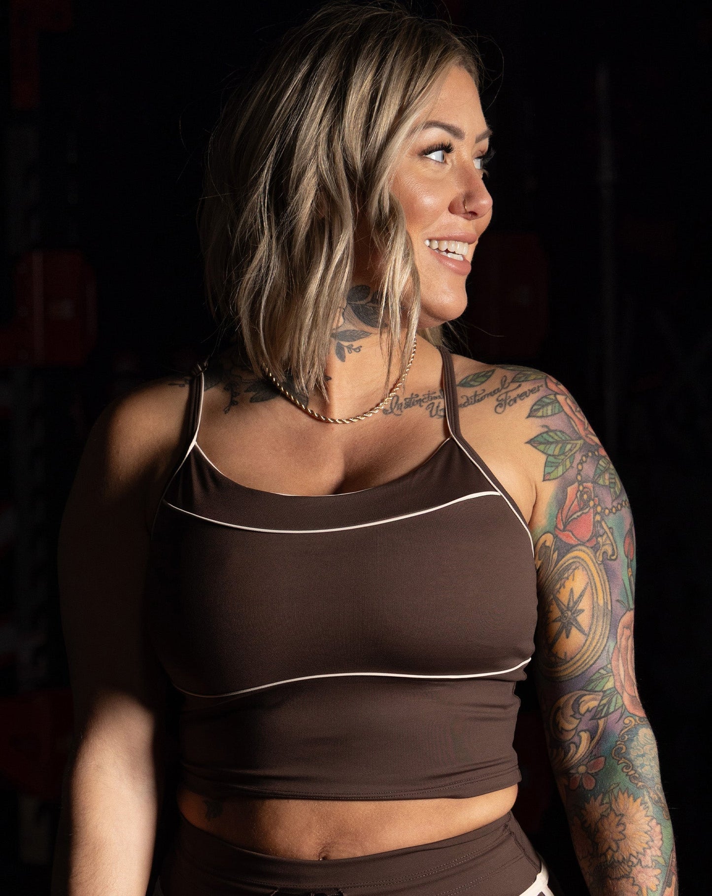 Women's Weekender Crop Top - Brown & Tan