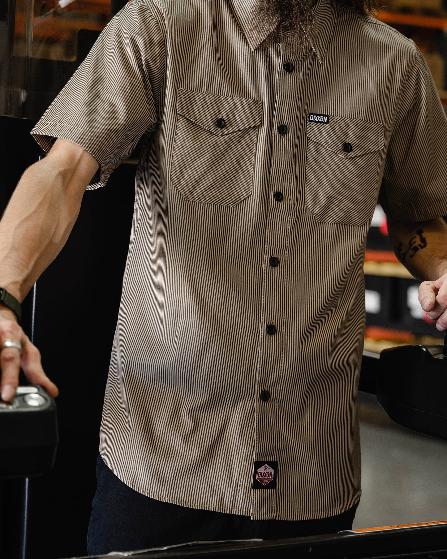 WorkForce Short Sleeve Work Shirt - Khaki & Black