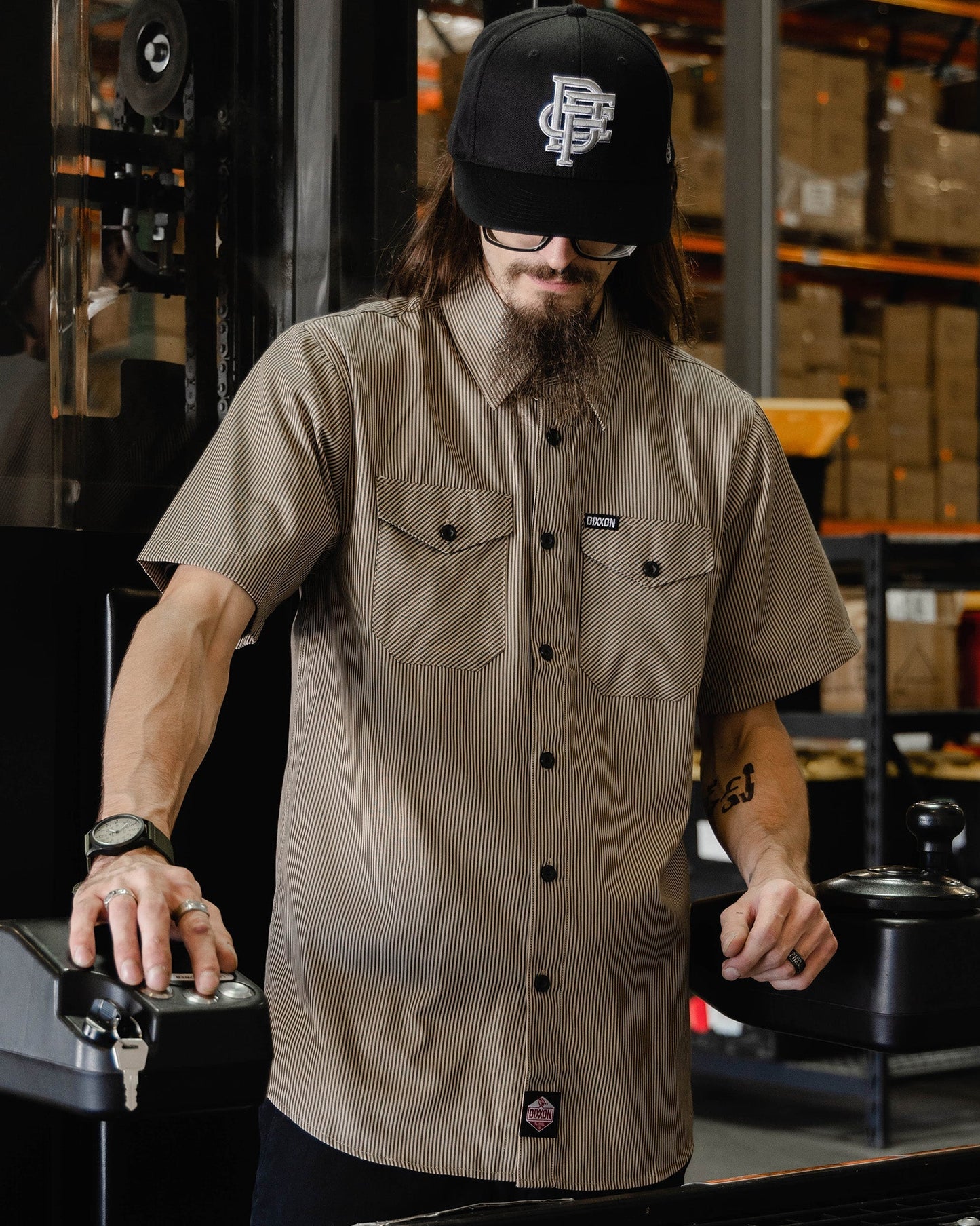WorkForce Short Sleeve Work Shirt - Khaki & Black