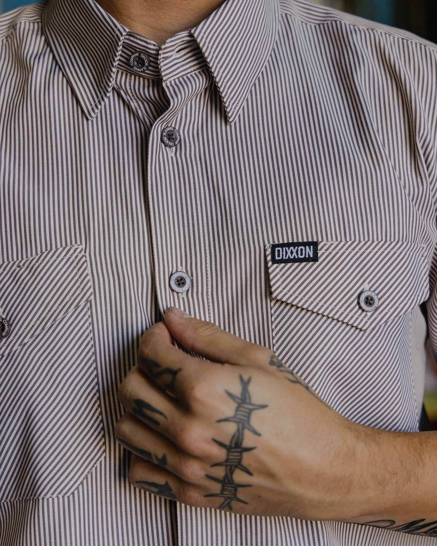 WorkForce Short Sleeve Work Shirt - White & Brown