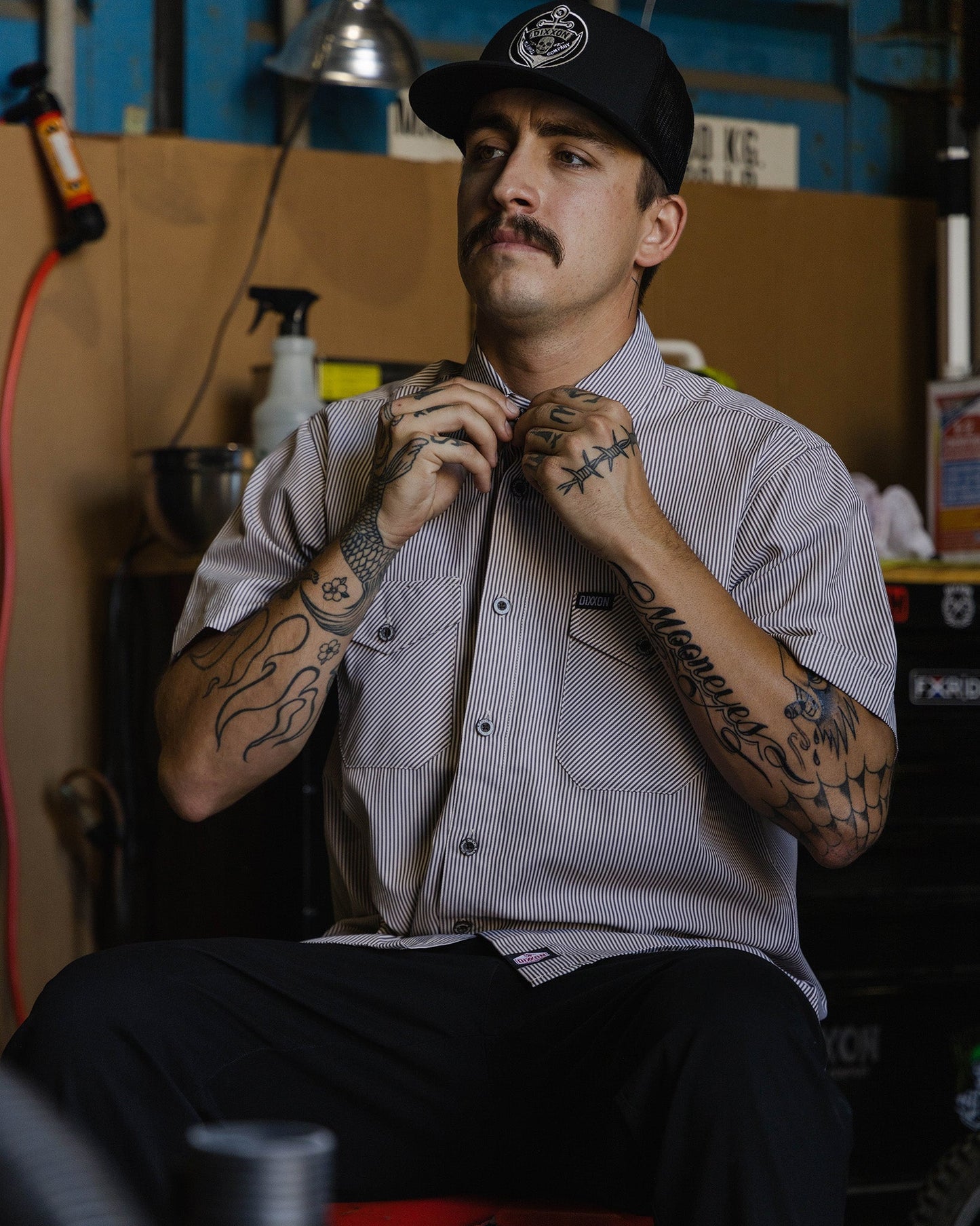 WorkForce Short Sleeve Work Shirt - White & Brown