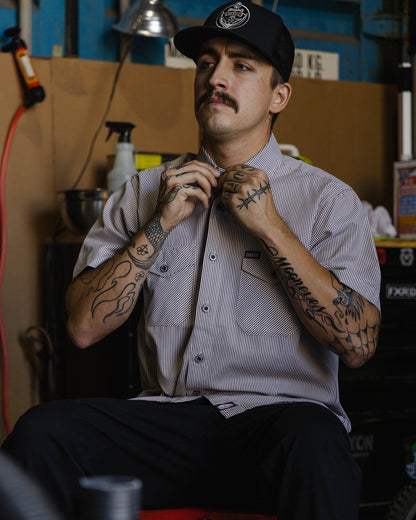 WorkForce Short Sleeve Work Shirt - White & Brown